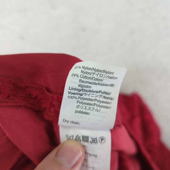 J.Crew Pintucked Pencil Skirt Floral Lace F8660 Midi Pleated‎ Red Women's Size 4 - Picture 5 of 6